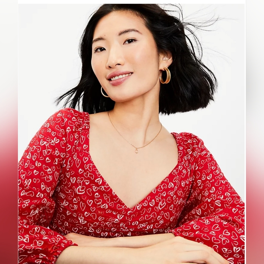 The Loft Heart Cinched Sweetheart Neck Blouse